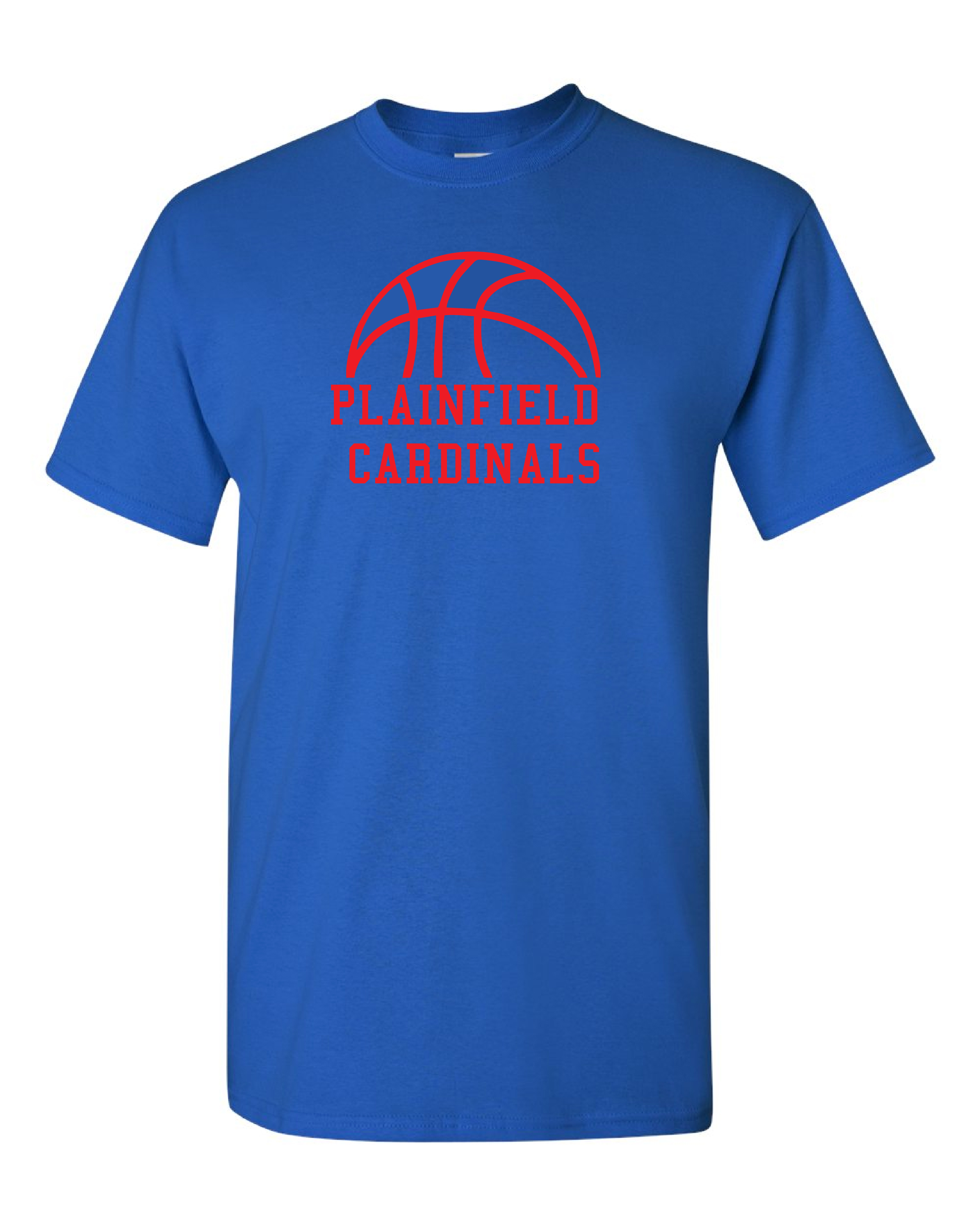 basketball blue shirt with red logo - NJ Printing & Embroidery LLC